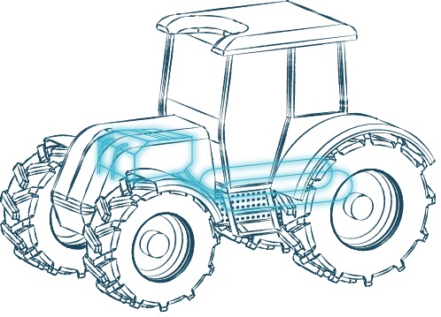 Technische Zeichnung einer Elektrischen Traktorvariante